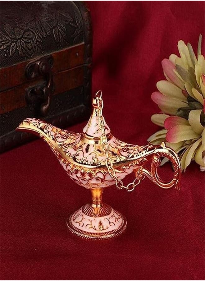 Generic - Aladdin Lamp, Art Craft Magic Genie Light Gift with Exquisite Vintage Engraving Pattern, Wishing Lamp Pot Decoration for Home, Office, Wedding, Party, Birthday (Gold Pink) - Image 1