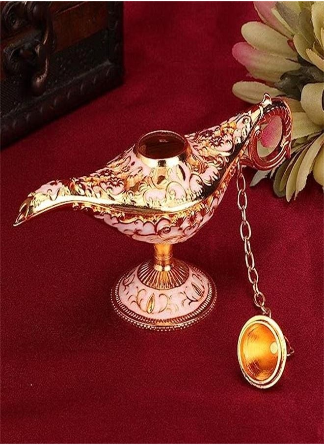 Generic - Aladdin Lamp, Art Craft Magic Genie Light Gift with Exquisite Vintage Engraving Pattern, Wishing Lamp Pot Decoration for Home, Office, Wedding, Party, Birthday (Gold Pink) - Image 1