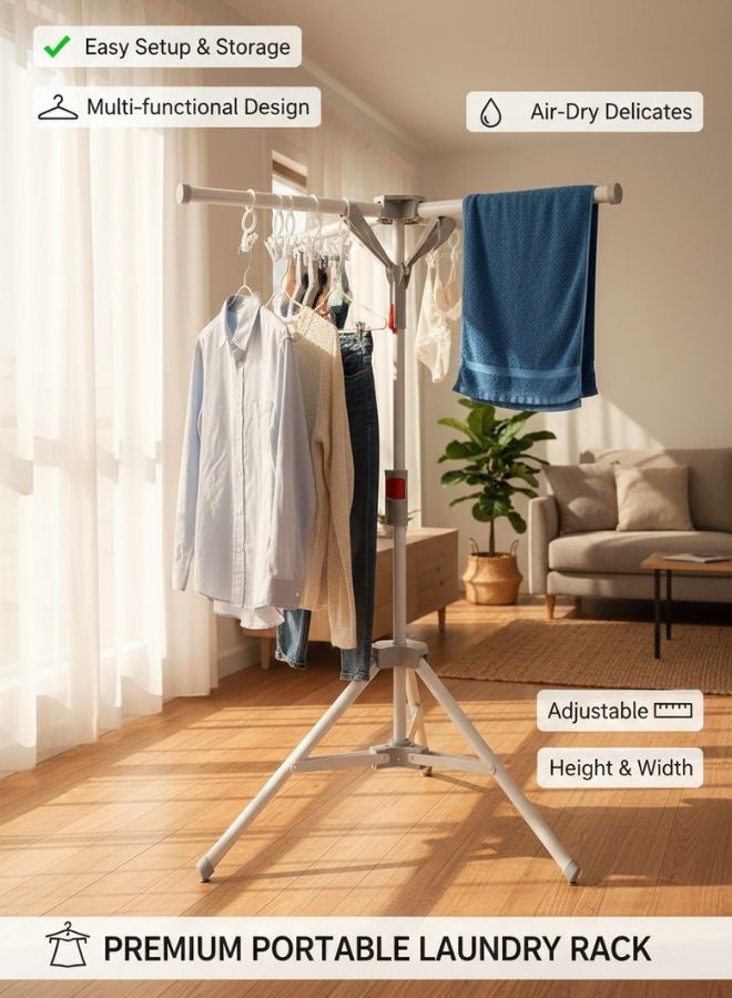 ZEESQUARE Indoor & Outdoor Cloth Drying Stand – Heavy Duty Foldable Clothes Hanger Rack - Image 3
