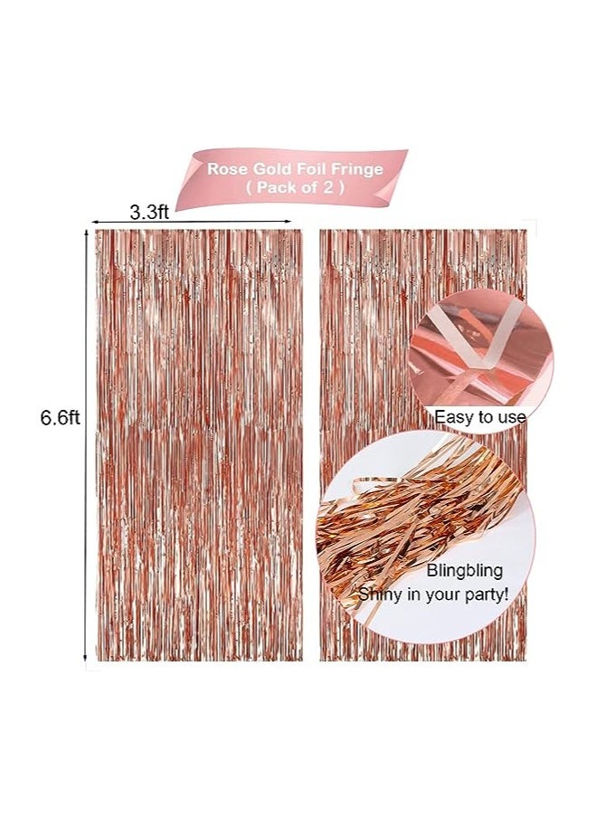 MAMATOONS Rose Gold Birthday Party Decoration Set Rose Gold Theme Party Decoration Happy Birthday Banner 62-Piece DIY Decoration Set  - Image 3