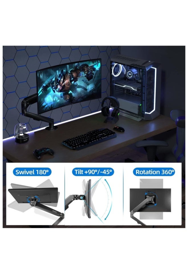 ANYOUI Monitor Desk Mount Single Arm Stand, Full Motion Monitor Arm (Holds up to 2-9kG) with Gas Spring for 17 to 30 Inch LCD LED Computer Monitor - Image 5