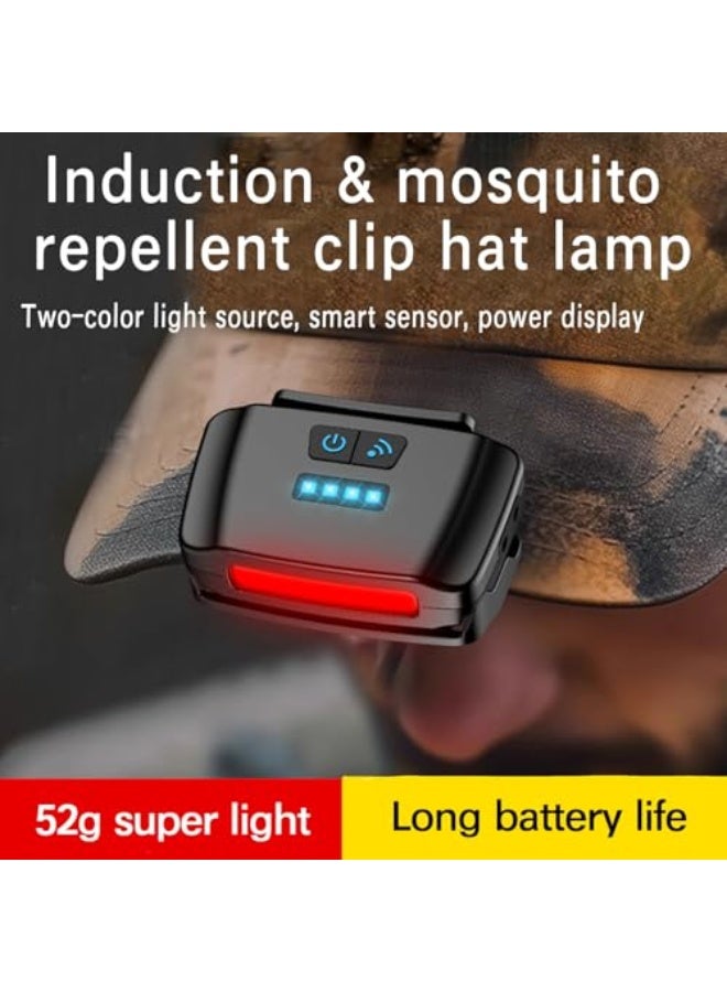 Motion Sensor Headlamp with Mosquito Repellent Red Light, Rechargeable Ultra-Light 52g LED Headlamp for Camping Fishing, USB C Waterproof 250LM, Adjustable Headband - Image 2
