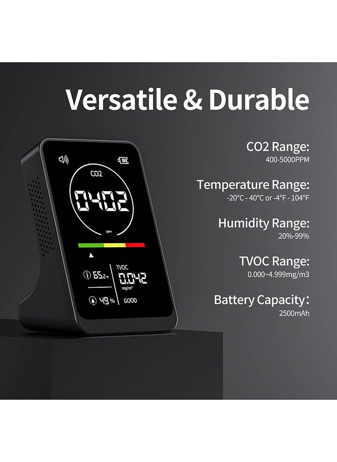 Generic 4in1 Air Quality Meter Household CO2 TVOC Tester Portable Temperature Humidity Detector NDIR Sensor Digital Display with Alarm Function  - Image 5