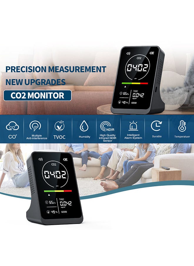 Generic 4in1 Air Quality Meter Household CO2 TVOC Tester Portable Temperature Humidity Detector NDIR Sensor Digital Display with Alarm Function  - Image 3