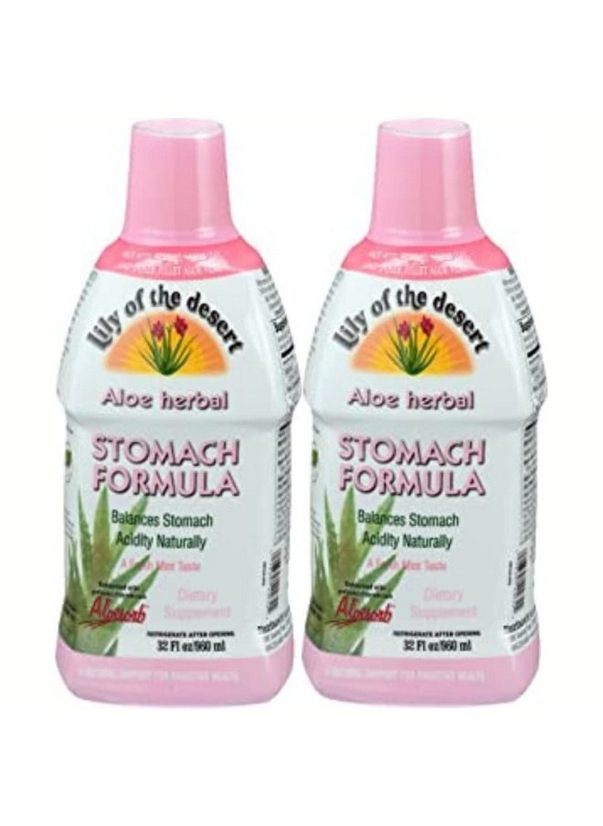 Lily Of the Desert Aloe Vera Herbal Stomach Formula Soothe Heartburn And Indigestion Naturally Vegan Dietary  Immune Support Gluten Free Liquid Digestive Aid Organic Aloe Vera Plant 2 Pack32 Fl Oz Ea  - Image 2