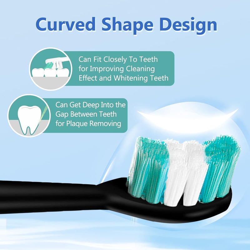 Mullburry Replacement Toothbrush Heads Compatible with AquaSonic Black Series Vibe Series Electric Toothbrush, Curved Shape Design Planted with Nylon Bristle (Black) - Image 4