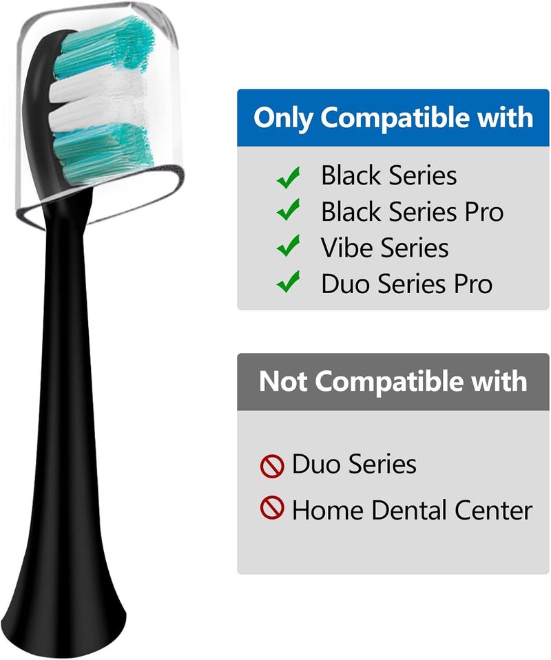 Mullburry Replacement Toothbrush Heads Compatible with AquaSonic Black Series Vibe Series Electric Toothbrush, Curved Shape Design Planted with Nylon Bristle (Black) - Image 2