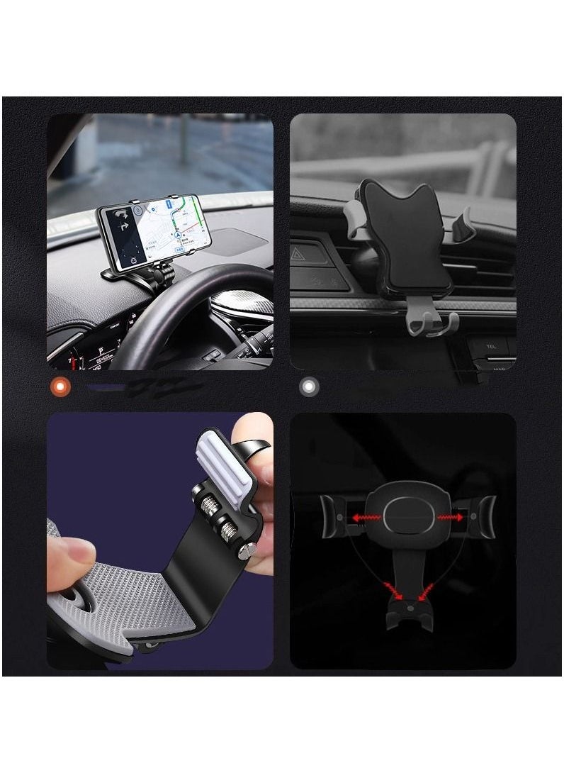 DUNISO - 3-In-1 Phone Holder Mount for Car Dashboard With Number Card 360 Degree Rotation Dashboard Car Clip Mount Stand Phone Holder Suitable for All Cell Phone Automobile Interior - Image 1