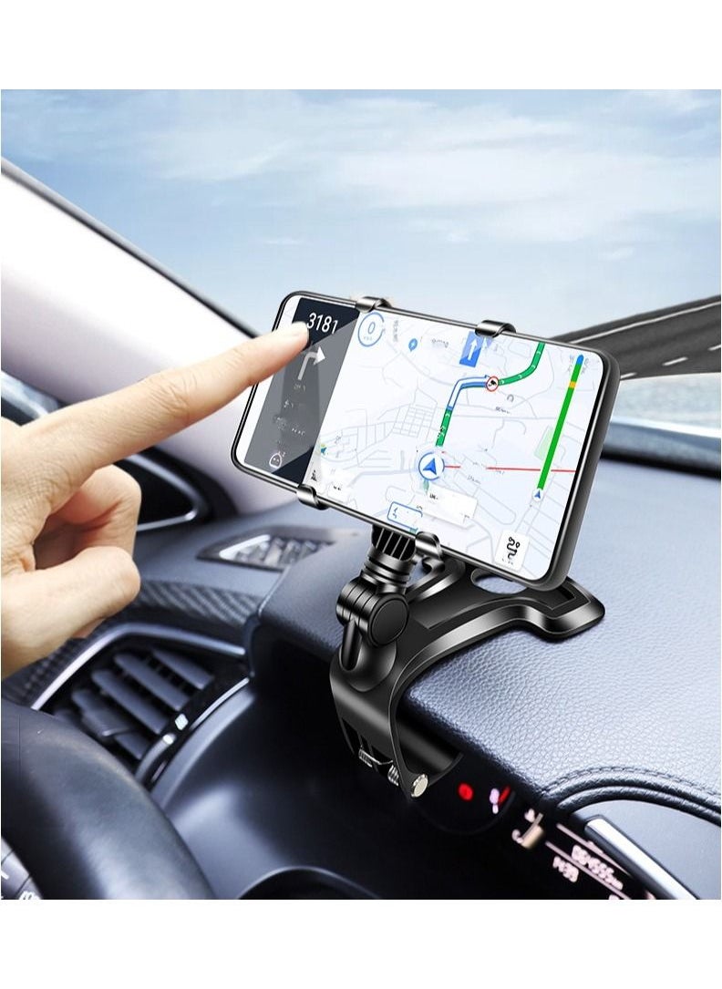 DUNISO - 3-In-1 Phone Holder Mount for Car Dashboard With Number Card 360 Degree Rotation Dashboard Car Clip Mount Stand Phone Holder Suitable for All Cell Phone Automobile Interior - Image 1
