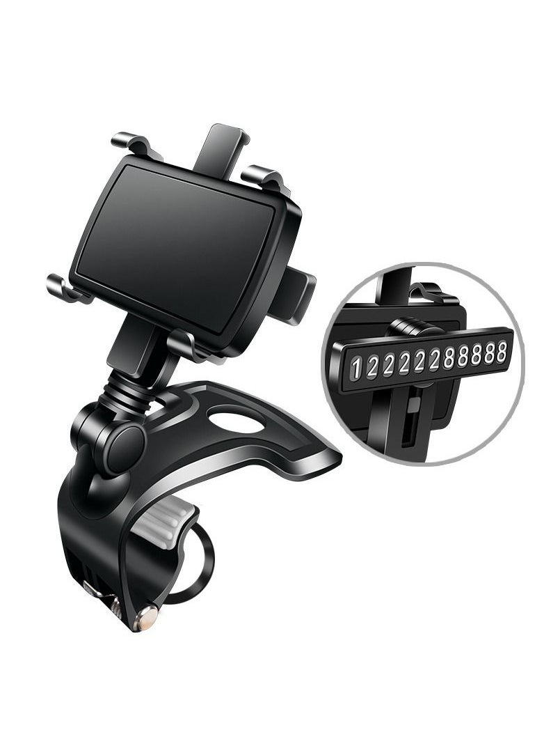 DUNISO - 3-In-1 Phone Holder Mount for Car Dashboard With Number Card 360 Degree Rotation Dashboard Car Clip Mount Stand Phone Holder Suitable for All Cell Phone Automobile Interior - Image 1