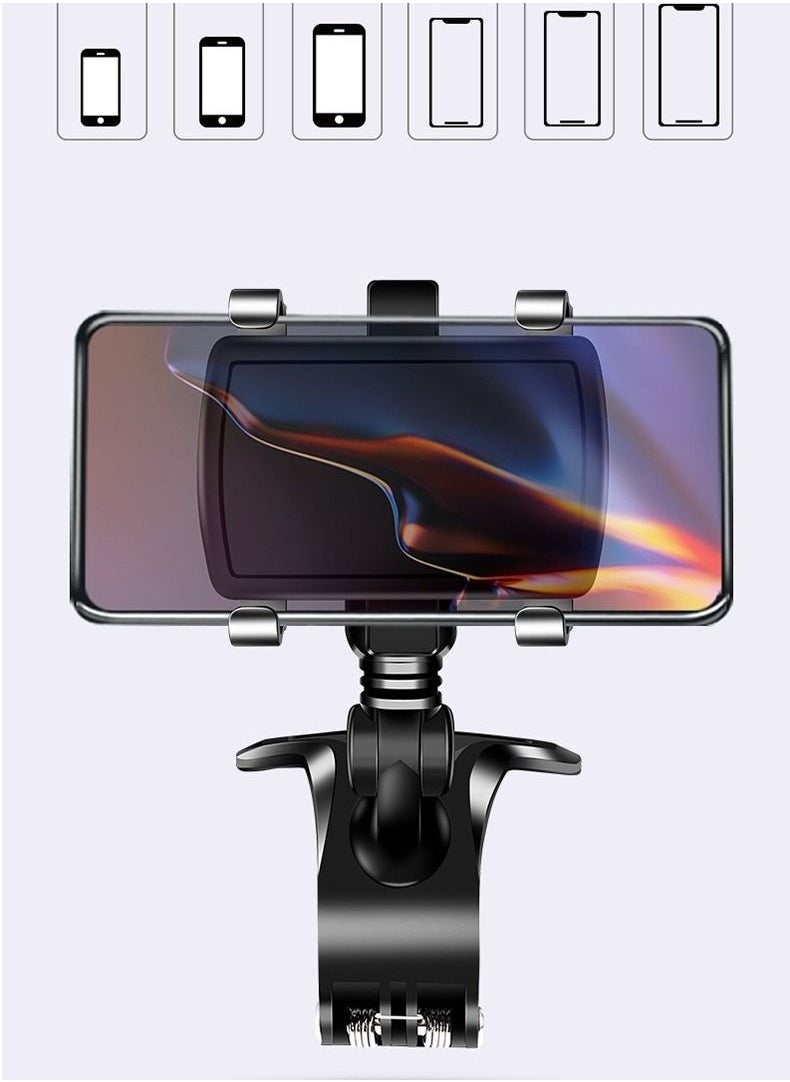 DUNISO - 3-In-1 Phone Holder Mount for Car Dashboard With Number Card 360 Degree Rotation Dashboard Car Clip Mount Stand Phone Holder Suitable for All Cell Phone Automobile Interior - Image 1