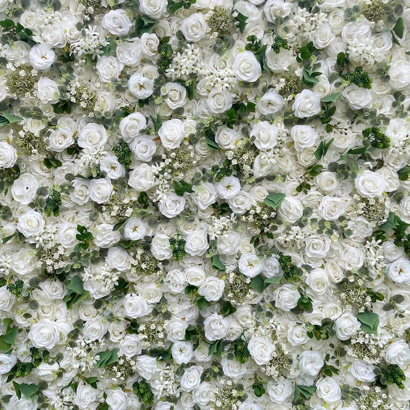 Handmade 3D White Peony Wall Background Wall, Artificial Fake Flower Wall, Wedding Decoration Hotel Background Decoration Fabric Background Flower Art(1x2m) - Image 3