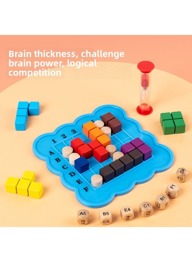 Wooden Children's Thinking Battle Early Education Educational Toys Wooden Three-dimensional Tetris Puzzle Building Blocks-Color:Double Suit - Image 3