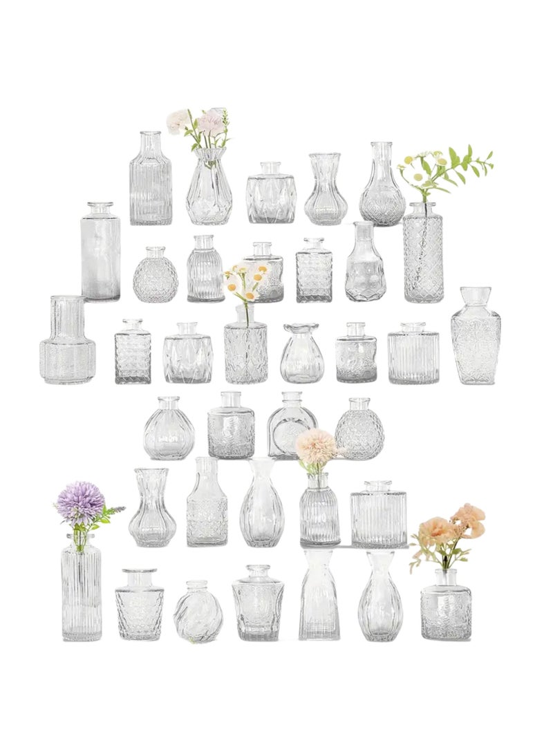 فوك مجموعة 36 إناء زهور زجاجي شفاف - مزهريات صغيرة لديكور المنزل/حفلات الزفاف/الأعياد (طراز عصري) - Image 1