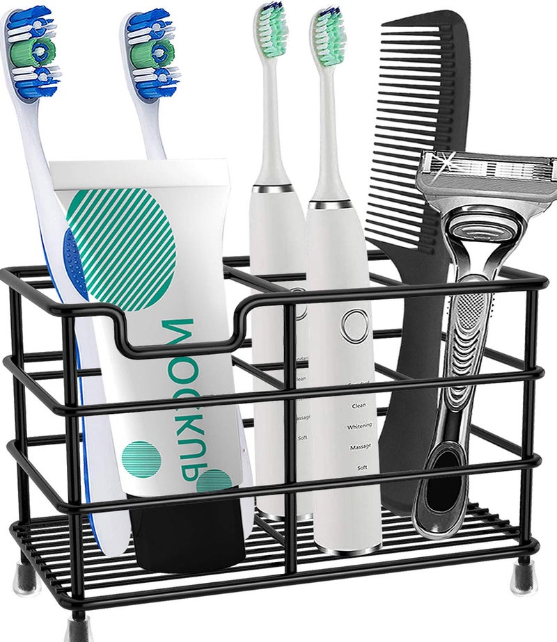 HYRIXDIRECT Toothbrush Holders for Bathrooms Stainless Steel Rustproof Electric Toothbrush Holder Toothpaste Organizer Tooth Brush Storage Stand - Image 1