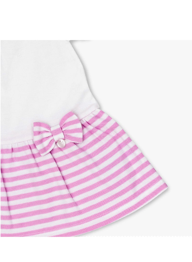 Moon MOON 100% Cotton Dress & Panties 0-3M Pink - Pink Stripes - Image 3