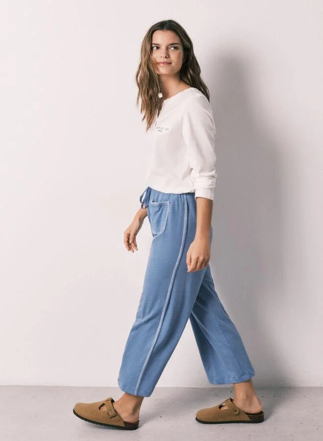 women'secret Blue 100% cotton capri trousers