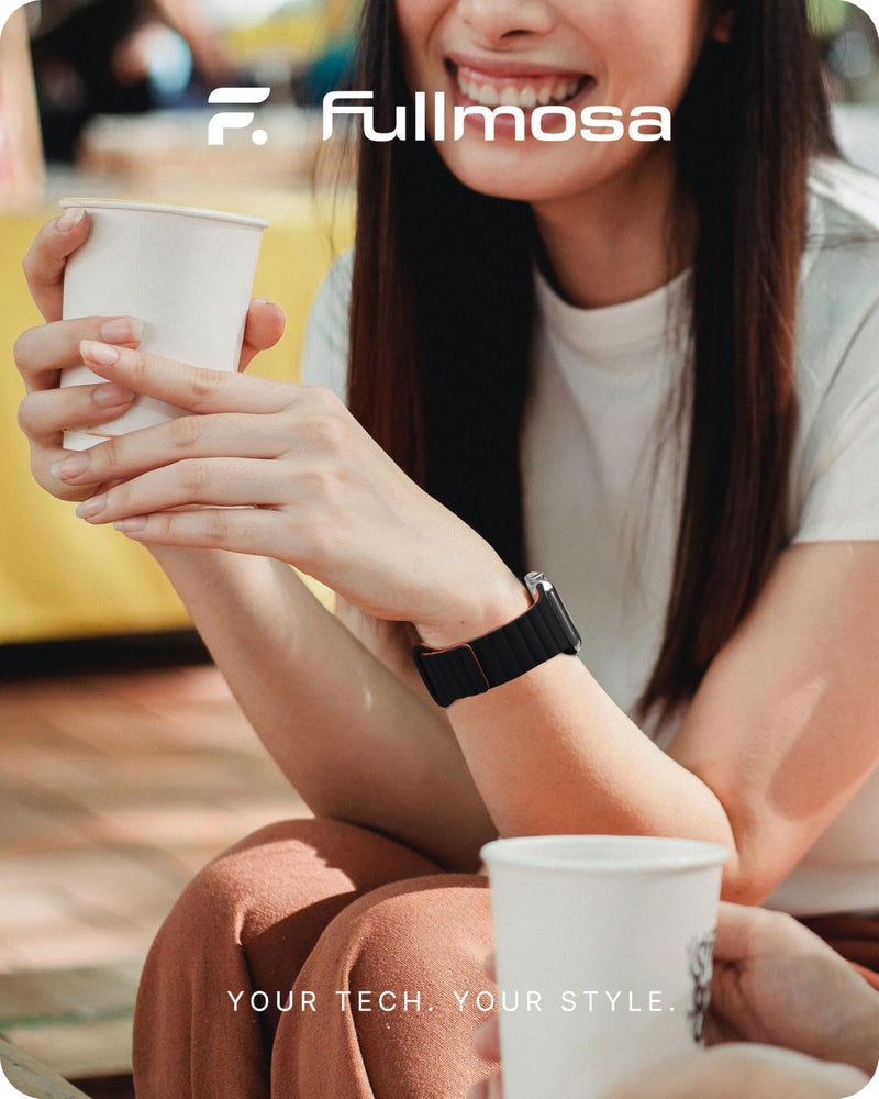 Fullmosa Magnetic Band Compatible with Apple Watch Strap 49mm 46mm 45mm 44mm 42mm(Series 3 2 1), Sport Bands for iWatch Ultra 3/2/1 SE3/SE2/SE Series 11 10 9 8 7 6 5 4 3 2 1,Black/Orange[NO Watch] - Image 5