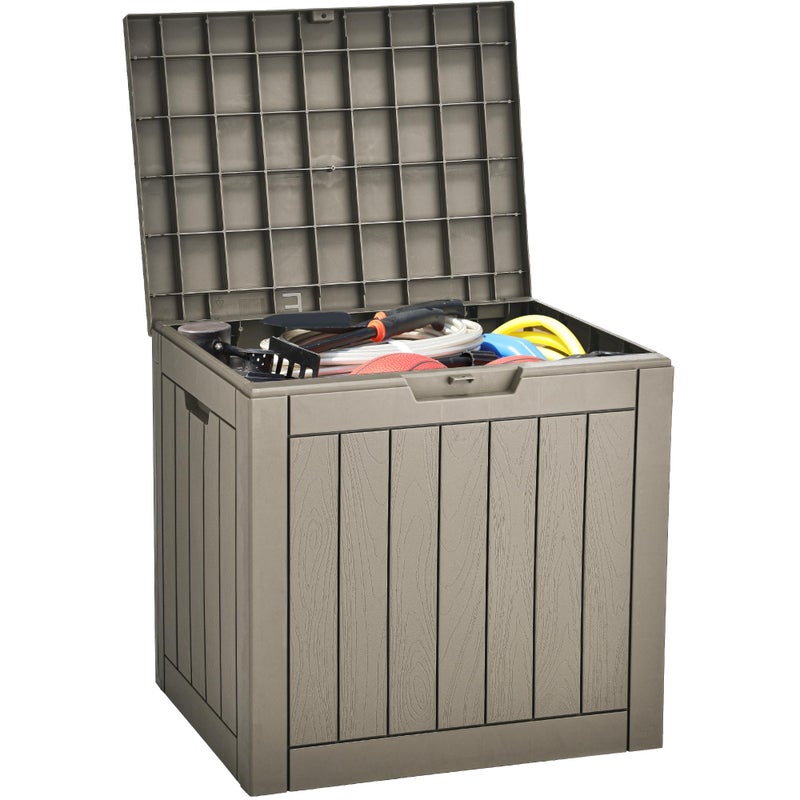 YITAHOME 31 Gallon Outdoor Storage Deck Box, Waterproof Resin Package Delivery and Storage Box with Lockable Lid for Patio Furniture Cushions, Pool Accessories, Garden Tools, Taupe - Image 1