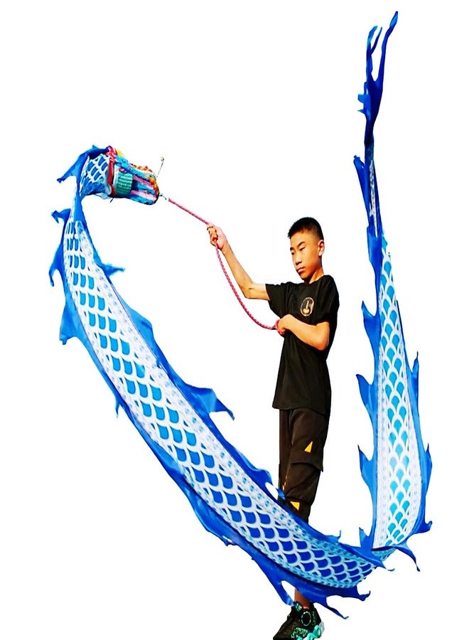 DSJUGGLING Lightweight Dragon Poi with 3D Dragon Head & Swing Rope Combo for Kids and Beginners, Flowy Dragon Ribbon Streamer Outdoor Fitness Golden Dragon Stage Prop Set (Blue Dragon, 9.8 FT(3M)) - Image 2