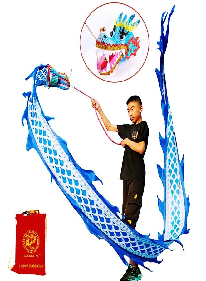 DSJUGGLING Lightweight Dragon Poi with 3D Dragon Head & Swing Rope Combo for Kids and Beginners, Flowy Dragon Ribbon Streamer Outdoor Fitness Golden Dragon Stage Prop Set (Blue Dragon, 9.8 FT(3M)) - Image 3