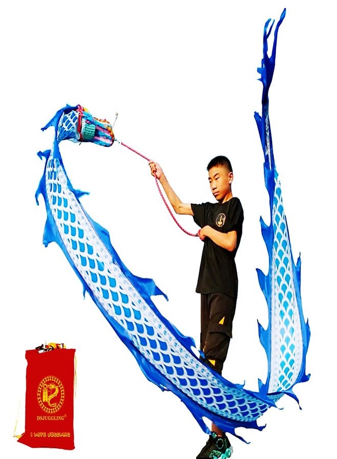DSJUGGLING Lightweight Dragon Poi with 3D Dragon Head & Swing Rope Combo for Kids and Beginners, Flowy Dragon Ribbon Streamer Outdoor Fitness Golden Dragon Stage Prop Set (Blue Dragon, 9.8 FT(3M)) - Image 1