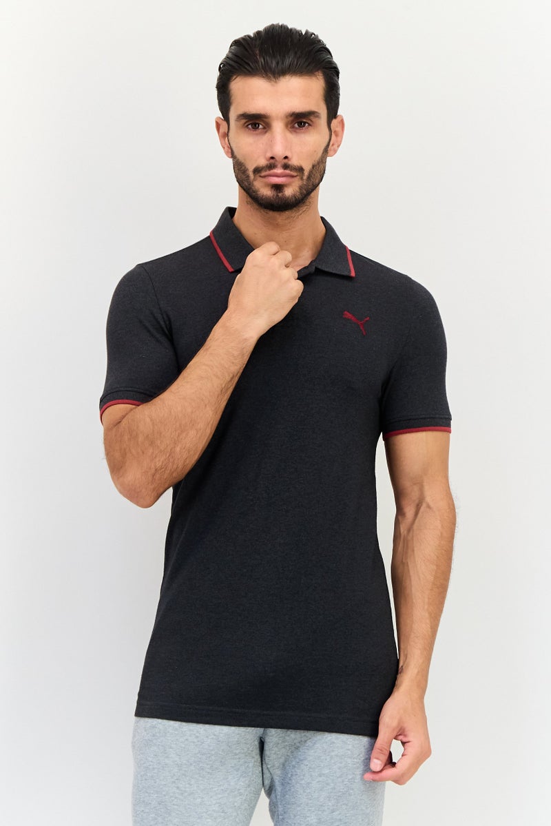 PUMA تي شيرت بولو للرجال بأكمام قصيرة مناسب للرياضة في الهواء الطلق، رمادي غامق - Image 1