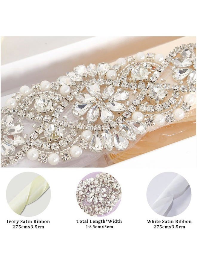 Pardecor Bridal-Sash-Belt Rhinestone Applique Bridal Glitter Crystal Wedding Sash Belt Beaded Sash Belt Bridal Sashes for Wedding Dress - Image 5