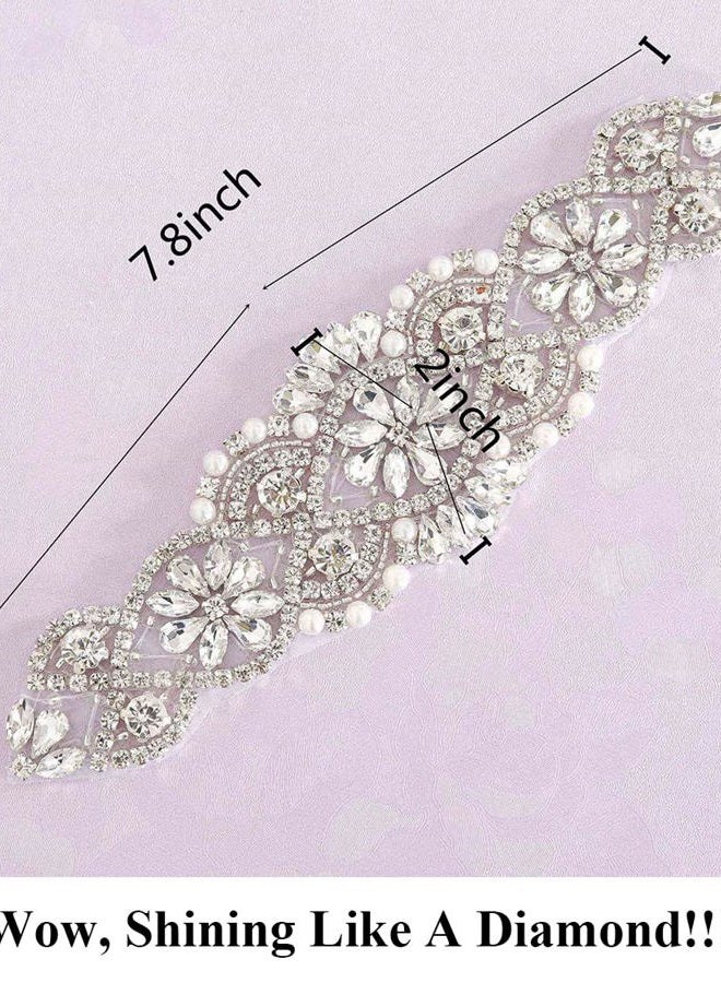 Pardecor Bridal-Sash-Belt Rhinestone Applique Bridal Glitter Crystal Wedding Sash Belt Beaded Sash Belt Bridal Sashes for Wedding Dress - Image 3