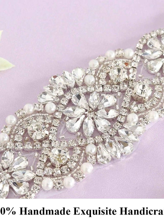 Pardecor Bridal-Sash-Belt Rhinestone Applique Bridal Glitter Crystal Wedding Sash Belt Beaded Sash Belt Bridal Sashes for Wedding Dress - Image 4