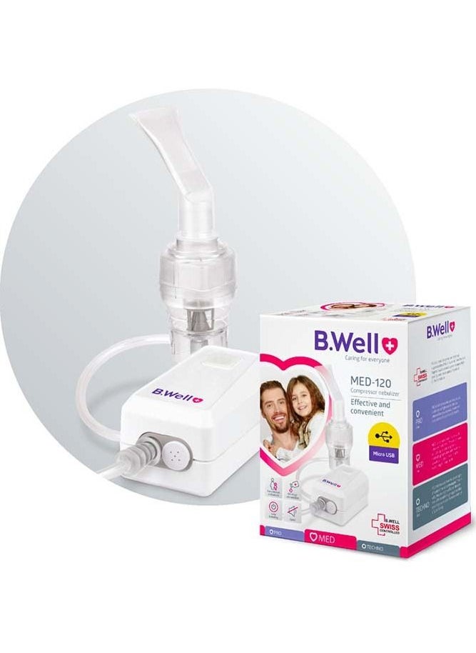 B.Well Swiss - MED-120 Compressor Nebulizer Compact with Adult & Child Masks and Micro USB Adapter - Image 1