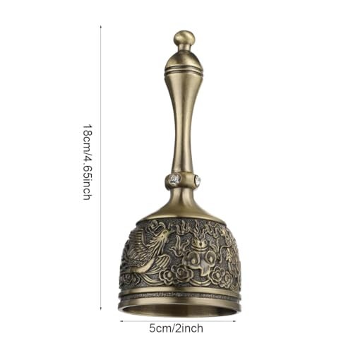 ILSSLI Hand Bell Brass Dinner Call Bells Loud Service Ringing Bell Tibetan Handbells for Meditation Seniors Bedside Musical Teaching Classroom - Image 3
