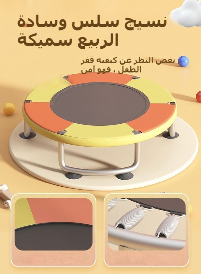 شو وو ترامبولين للأطفال ، ترامبولين للأطفال الصغار قابل للتعديل 140 سم للاستخدام في الأماكن المغلقة مع شبكة أمان ، مقبض إسفنجي ، قضبان جمباز قابلة للتعديل ، حلقة كرة السلة ، هدايا للأولاد والبنات - Image 2