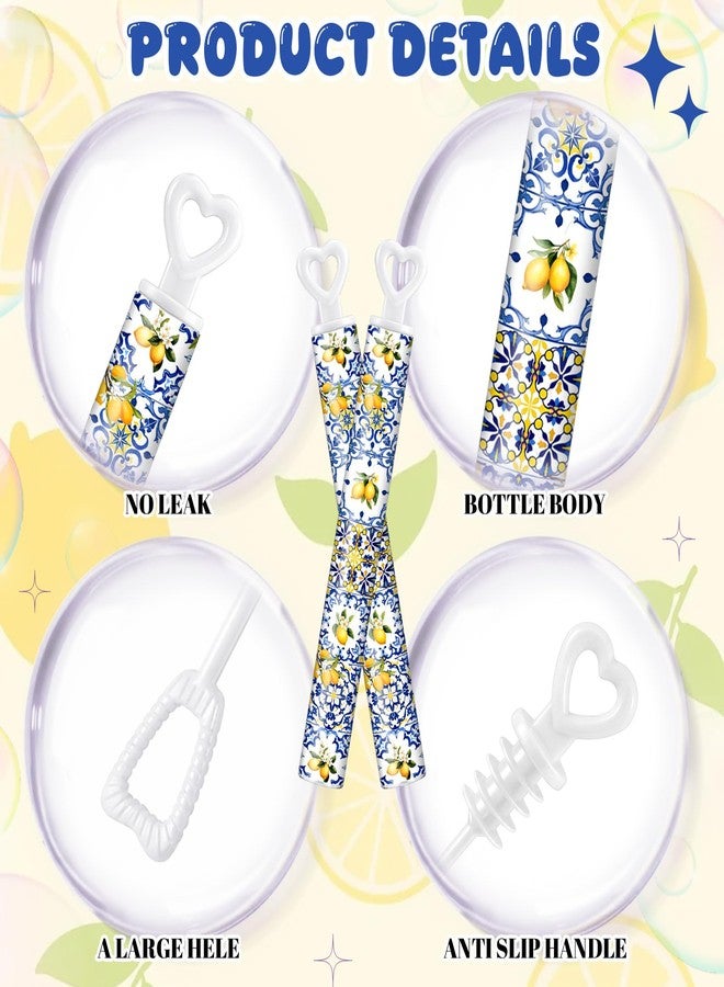 Rotatingpals 50 Pcs Capri Lemon Mini Bubble Wands Bulk Party Supplies Blue Tiles Lemon Bubble Party Favors for Wedding Bridal Shower Birthday Gifts Goodie Bag Stuffers Prizes - Image 2