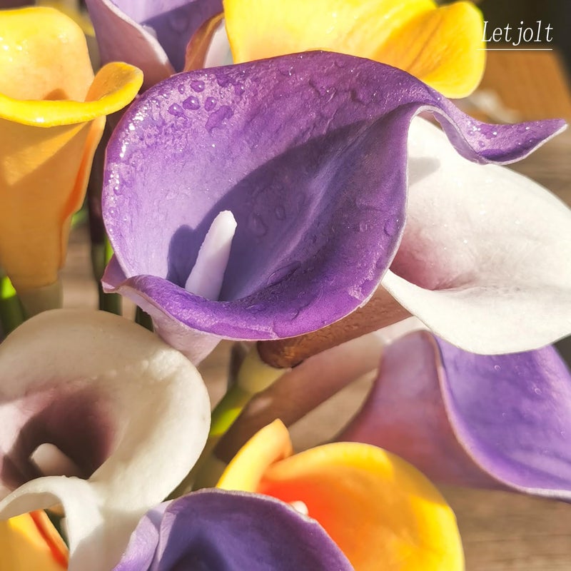 Letjolt Purple Calla Lily 20Pcs Artificial Flowers Bouquet for Wedding Bride Shower Blessing Gift Home Decoration Faux Calla Lilies Flower, 20 Pieces - Image 3