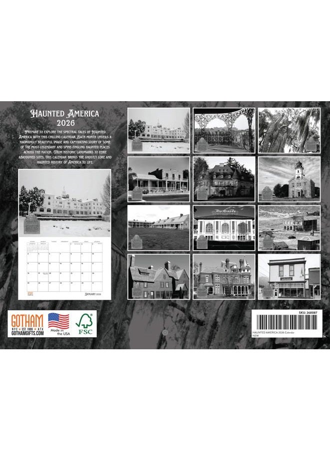Poster Foundry Haunted America Calendar 2026 Monthly Wall Calender 12 Month | American Made In The USA - Image 2