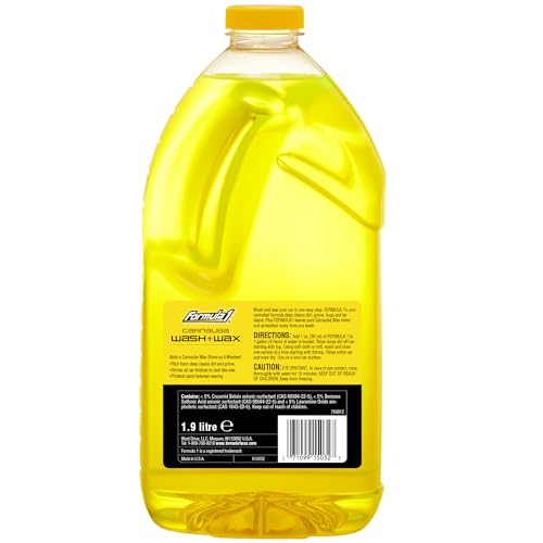 Formula 1 غسيل سيارات فورمولا 1 وشمع كارناوبا، صابون تنظيف سيارات 2 في 1 لتفاصيل السيارات، يزيل الأوساخ الصعبة ويترك لمعاناً رائعاً (64 أونصة) - Image 2