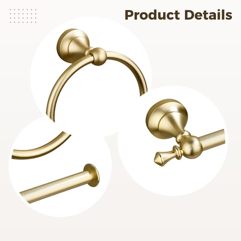 Antique Gold Aluminum Towel Ring And Toilet Paper Holder Set Wall Mounted Bathroom Accessories - Image 4