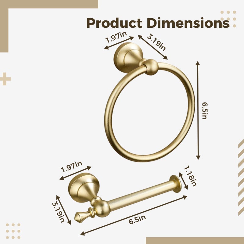 Antique Gold Aluminum Towel Ring And Toilet Paper Holder Set Wall Mounted Bathroom Accessories - Image 5
