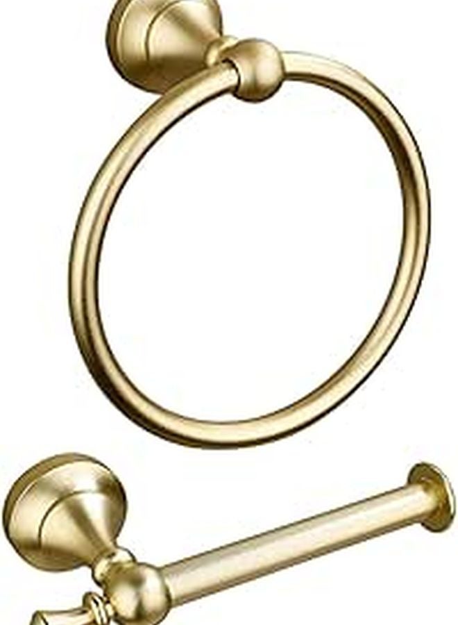 Antique Gold Aluminum Towel Ring And Toilet Paper Holder Set Wall Mounted Bathroom Accessories - Image 1