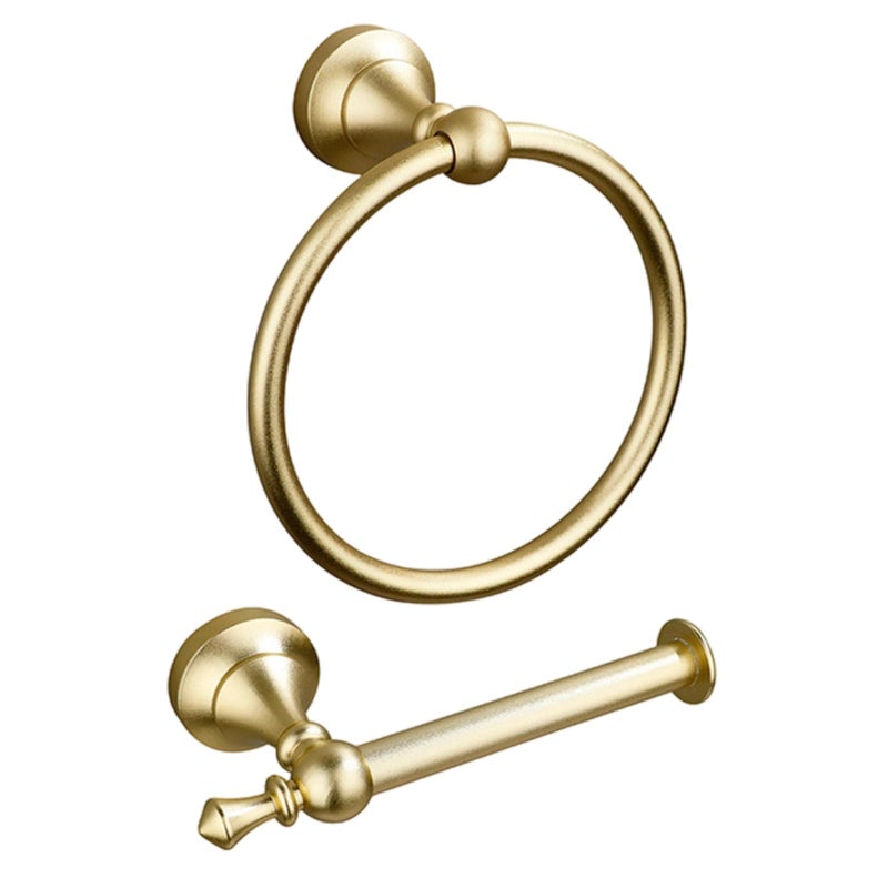 Antique Gold Aluminum Towel Ring And Toilet Paper Holder Set Wall Mounted Bathroom Accessories - Image 2