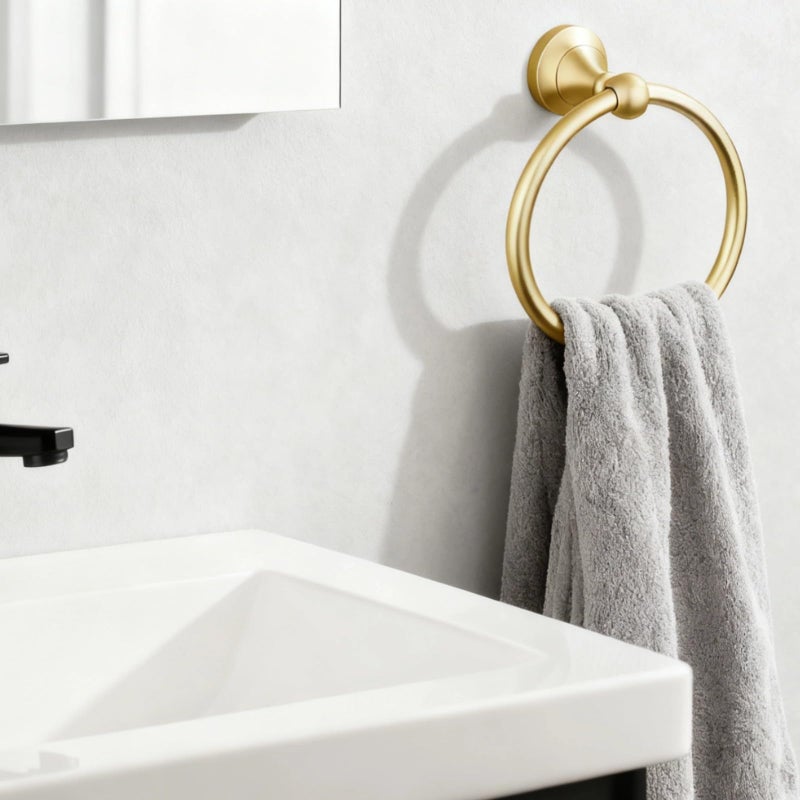 Antique Gold Aluminum Towel Ring And Toilet Paper Holder Set Wall Mounted Bathroom Accessories - Image 3