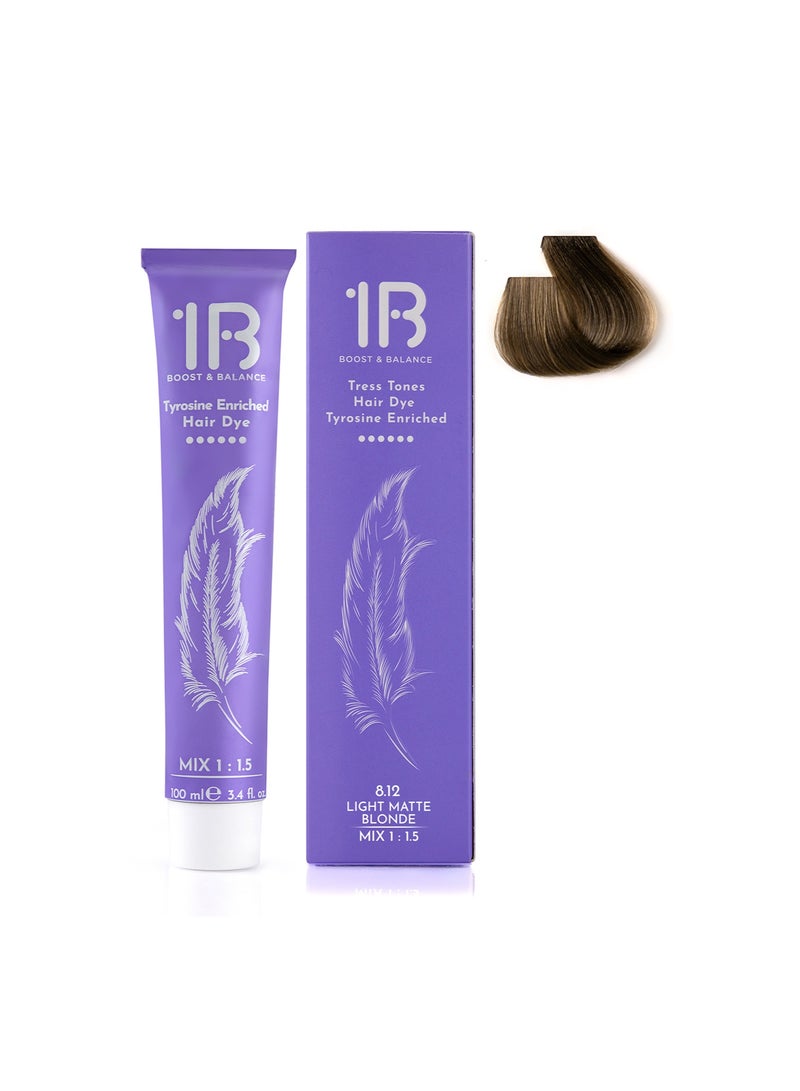 1B Hair Color Cream #8.12 Light Matte Blonde – Permanent Cool Blonde Hair Dye with Tress Tones Tyrosine Complex | 100ml | Ash-Iridescent Neutralizer | Long-Lasting Anti-Brass Color for Light Blonde Hair - Image 2
