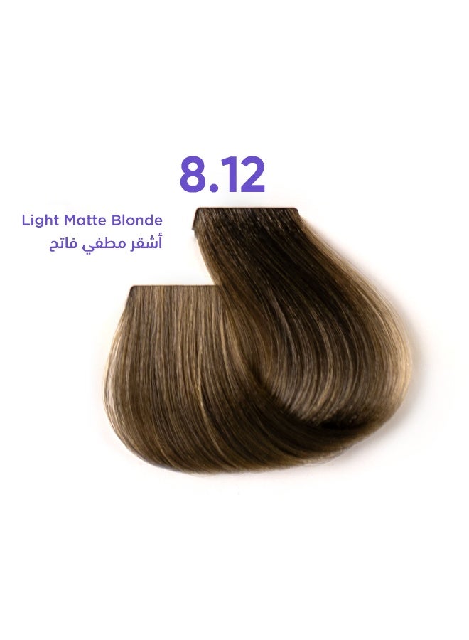 1B Hair Color Cream #8.12 Light Matte Blonde – Permanent Cool Blonde Hair Dye with Tress Tones Tyrosine Complex | 100ml | Ash-Iridescent Neutralizer | Long-Lasting Anti-Brass Color for Light Blonde Hair - Image 1