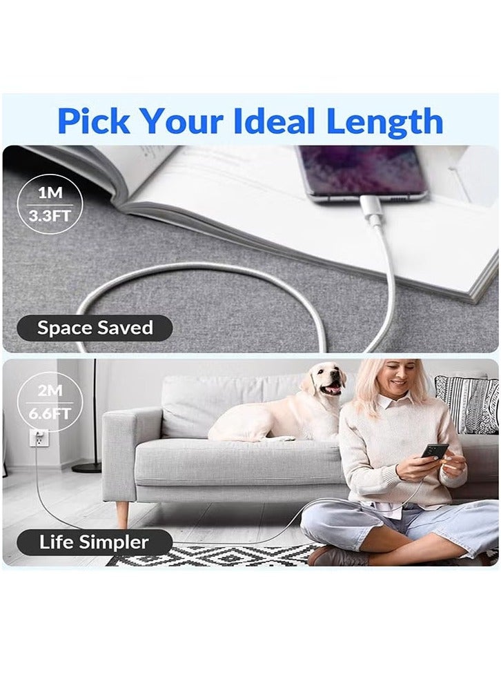 كابل شحن USB-C 60 واط، كابل مضفر من النوع C بطول 2 متر، كابل شحن أسرع، سلك توصيل طاقة PD، متوافق مع iPhone 16/16Pro/16 Pro Max/15/15 Pro/15 Plus/15 Pro Max، iPad Mini/Pro، MacBook Pro/Air، أبيض - Image 5