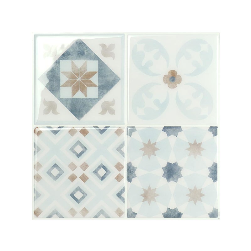 SMART TILES Parma Blue 3D Gel-O Peel and Stick Wall Tiles - 5 Sheets of 9' x 9' Backsplash for Kitchen, Bathroom, Wall - Image 1