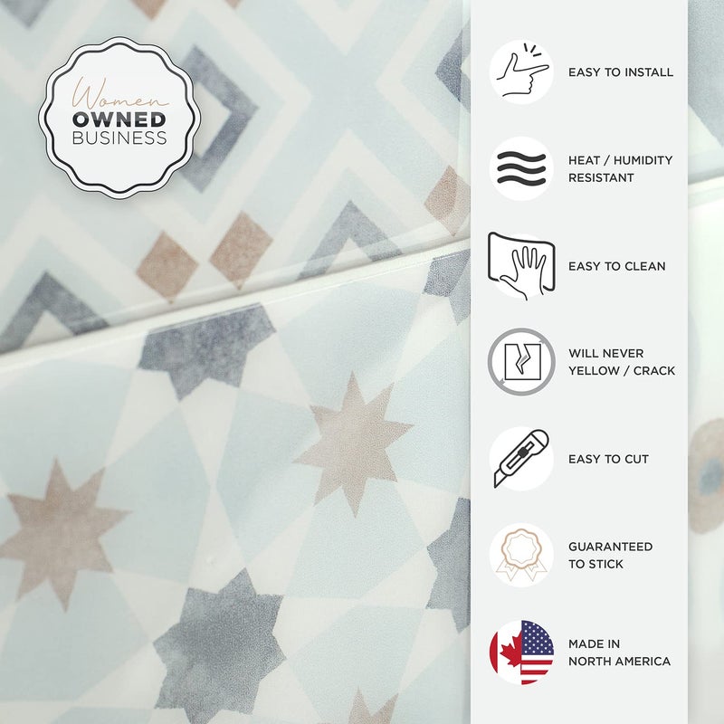 SMART TILES Parma Blue 3D Gel-O Peel and Stick Wall Tiles - 5 Sheets of 9' x 9' Backsplash for Kitchen, Bathroom, Wall - Image 4