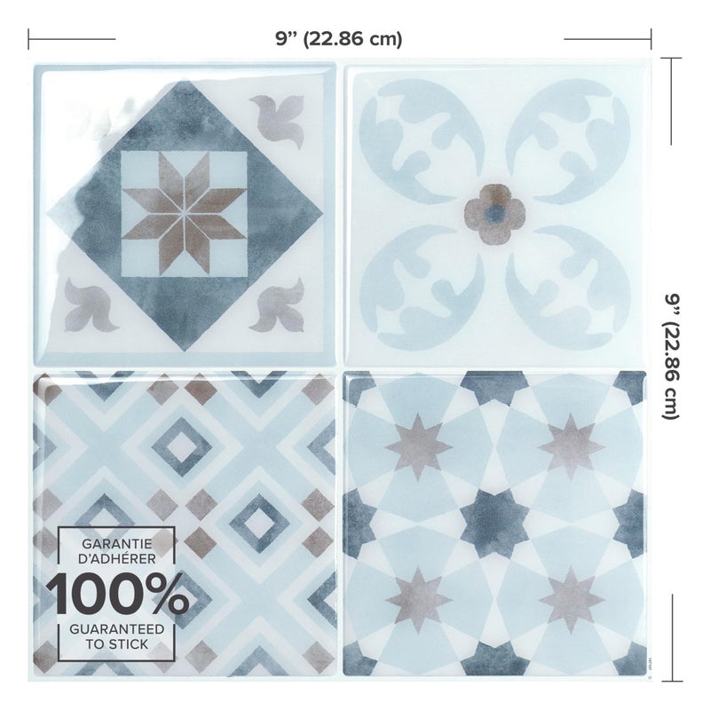 SMART TILES Parma Blue 3D Gel-O Peel and Stick Wall Tiles - 5 Sheets of 9' x 9' Backsplash for Kitchen, Bathroom, Wall - Image 3