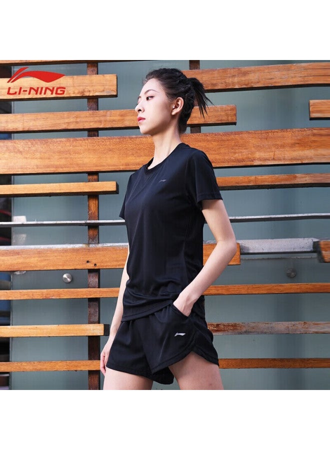 Li-Ning Li-ning Sports Apparel, New Badminton T-shirt For Men And Women, Short Sleeve, Women's Atss958-1, Black, Size L - Image 2
