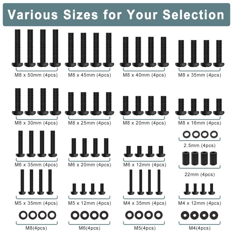 Maozhren Universal TV Mount Screws Kit Includes M4 M5 M6 M8 Screws, Washers, for Samsung TCL Hisense LG Vizio Onn Sony Toshiba Insignia Westinghouse TV Mounting Hardware Kit with Remote Control Holder - Image 2